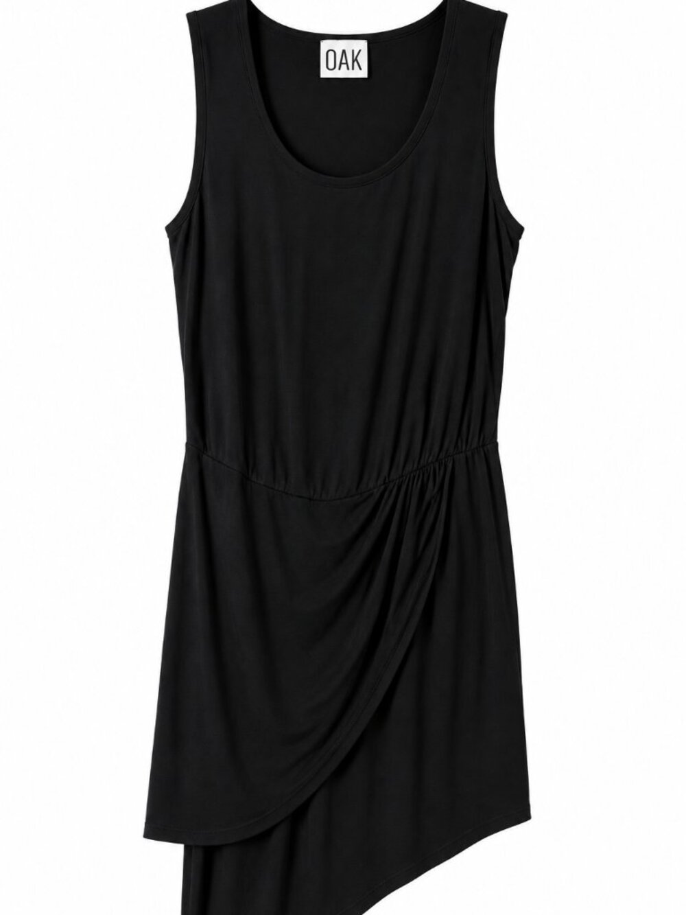 OAK Black Asymmetrical Draped Wrap Hem Avant Garde Sleeveless Dress size XS